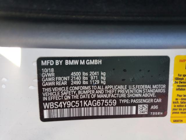 Photo 9 VIN: WBS4Y9C51KAG67559 - BMW M4 