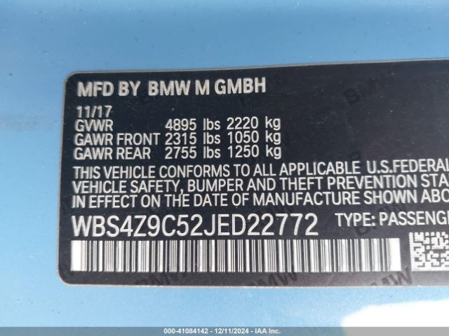 Photo 8 VIN: WBS4Z9C52JED22772 - BMW M4 