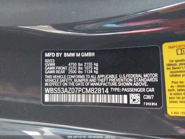 Photo 8 VIN: WBS53AZ07PCM82814 - BMW M4 