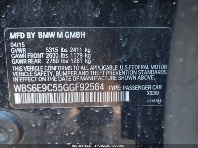 Photo 8 VIN: WBS6E9C55GGF92564 - BMW M6 GRAN CO 