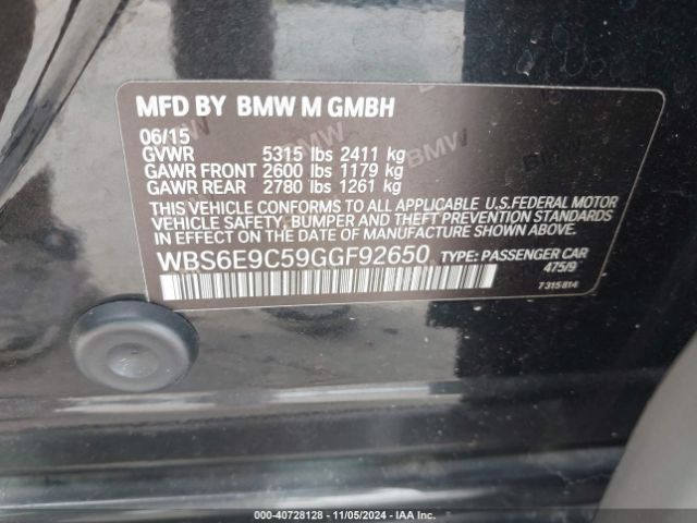 Photo 8 VIN: WBS6E9C59GGF92650 - BMW M6 