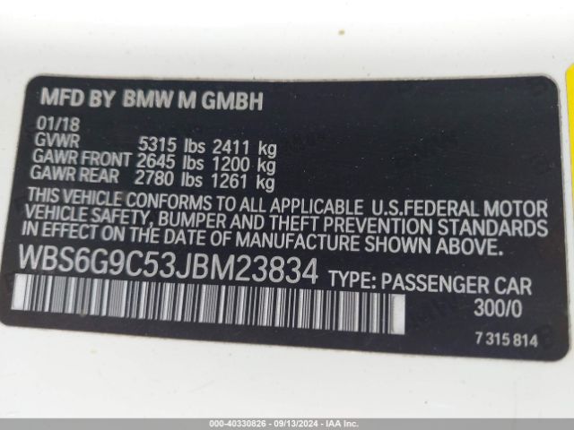 Photo 8 VIN: WBS6G9C53JBM23834 - BMW M6 