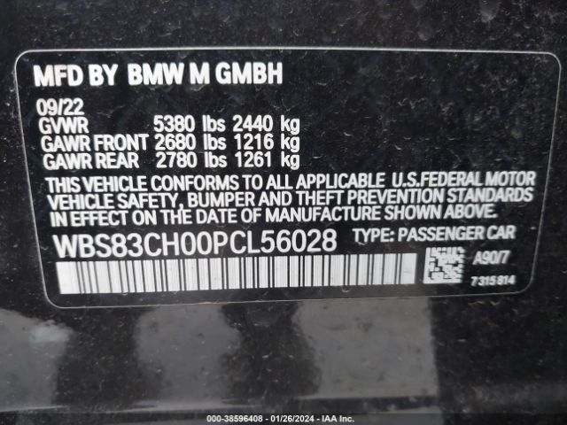 Photo 8 VIN: WBS83CH00PCL56028 - BMW M5 