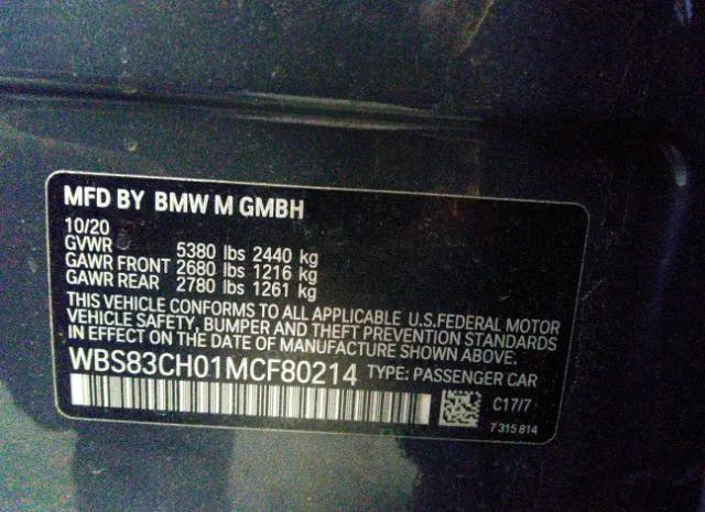 Photo 8 VIN: WBS83CH01MCF80214 - BMW M5 