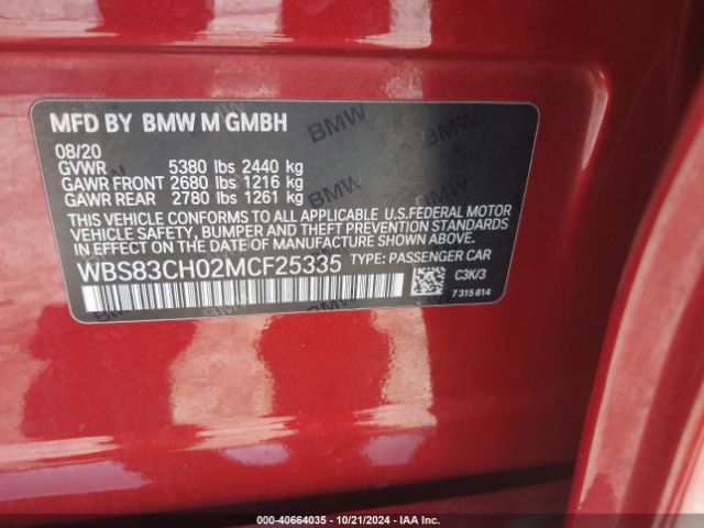 Photo 8 VIN: WBS83CH02MCF25335 - BMW M5 