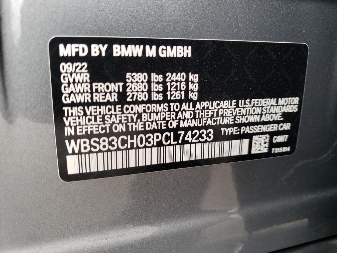 Photo 11 VIN: WBS83CH03PCL74233 - BMW M5 