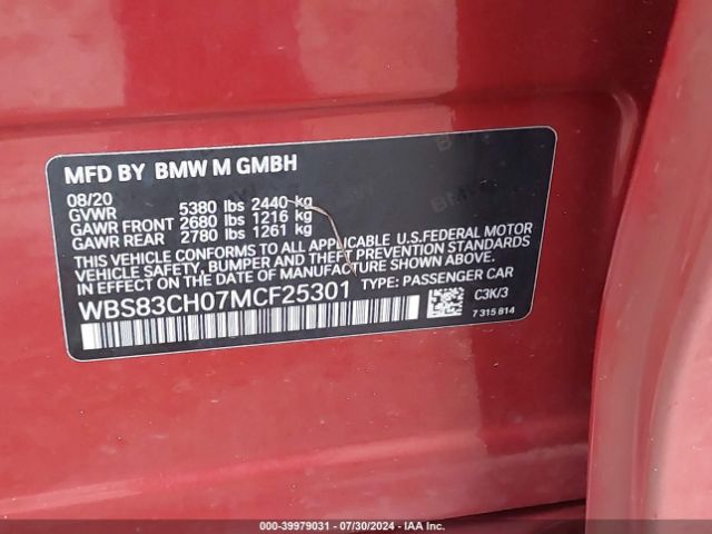 Photo 8 VIN: WBS83CH07MCF25301 - BMW M5 