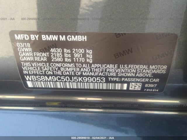 Photo 8 VIN: WBS8M9C50J5K99053 - BMW M3 