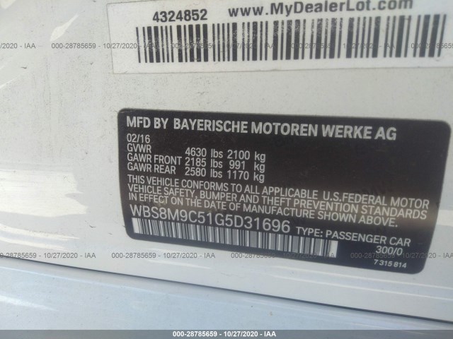 Photo 8 VIN: WBS8M9C51G5D31696 - BMW M3 