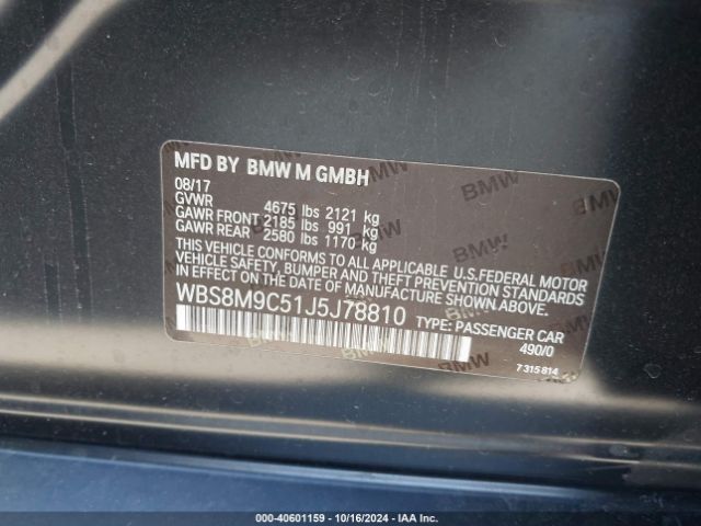 Photo 8 VIN: WBS8M9C51J5J78810 - BMW M3 