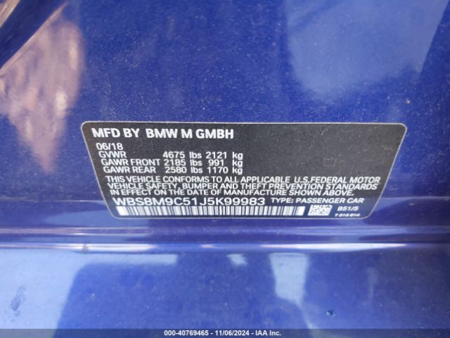 Photo 8 VIN: WBS8M9C51J5K99983 - BMW M3 