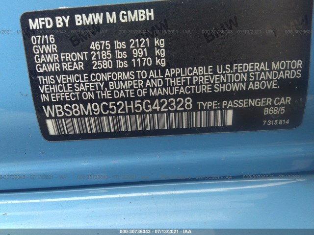 Photo 8 VIN: WBS8M9C52H5G42328 - BMW M3 