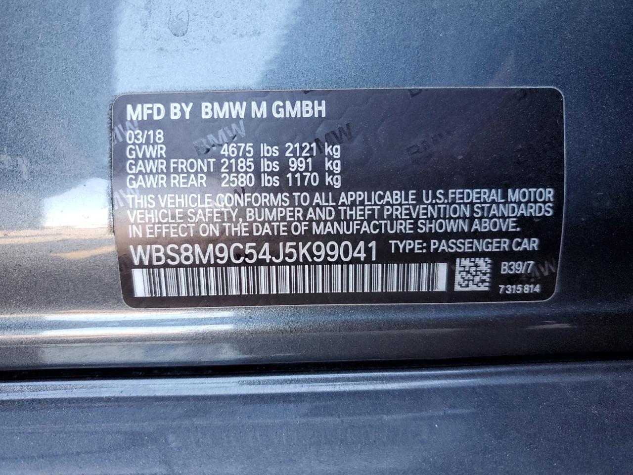 Photo 11 VIN: WBS8M9C54J5K99041 - BMW M3 