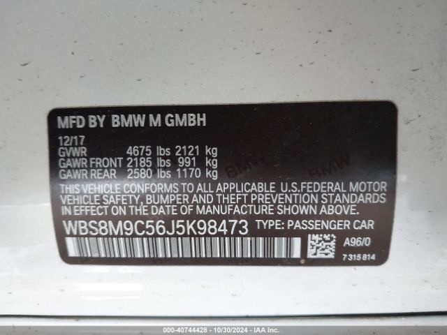 Photo 8 VIN: WBS8M9C56J5K98473 - BMW M3 