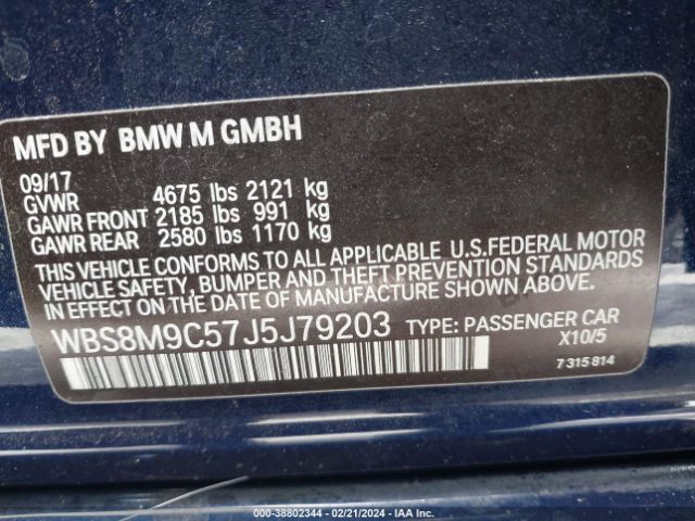 Photo 8 VIN: WBS8M9C57J5J79203 - BMW M3 