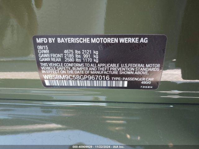 Photo 8 VIN: WBS8M9C58GP967016 - BMW M3 