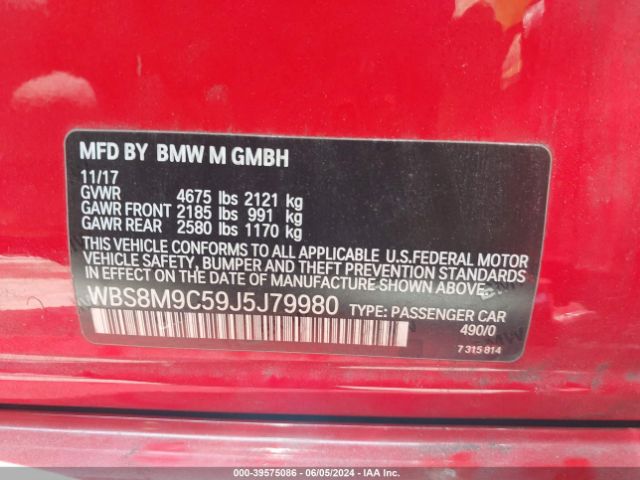 Photo 8 VIN: WBS8M9C59J5J79980 - BMW M3 