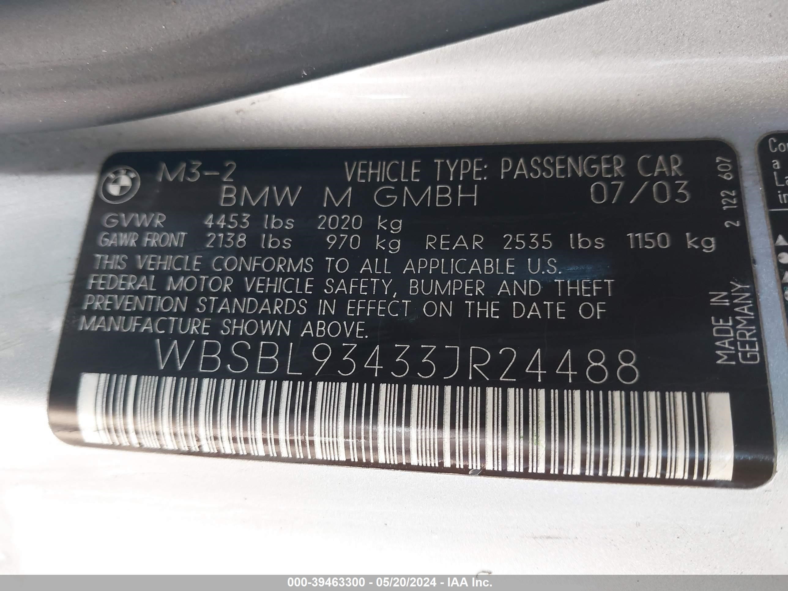 Photo 8 VIN: WBSBL93433JR24488 - BMW M3 