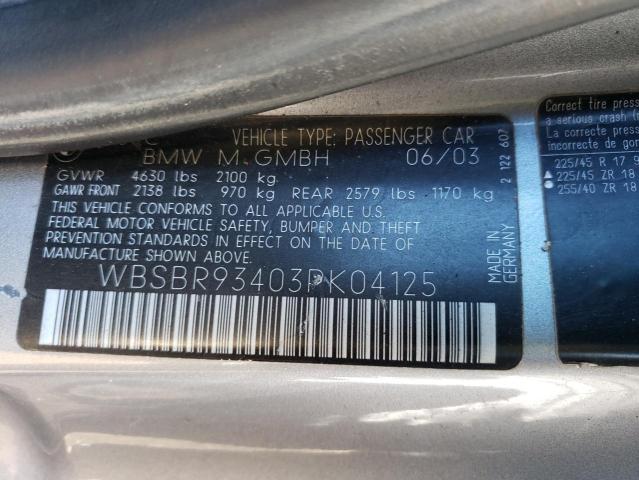 Photo 11 VIN: WBSBR93403PK04125 - BMW M3 