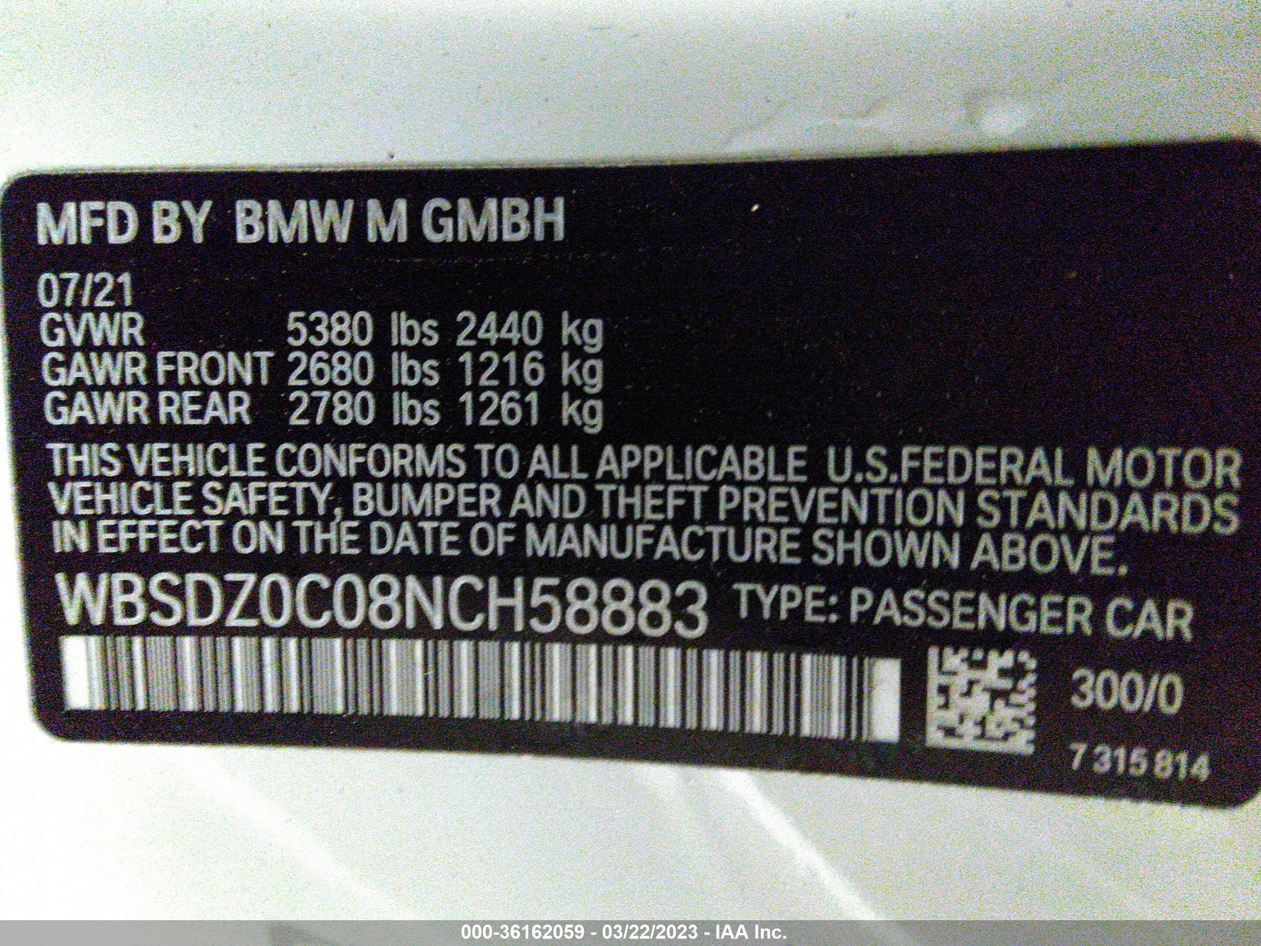 Photo 8 VIN: WBSDZ0C08NCH58883 - BMW M8 