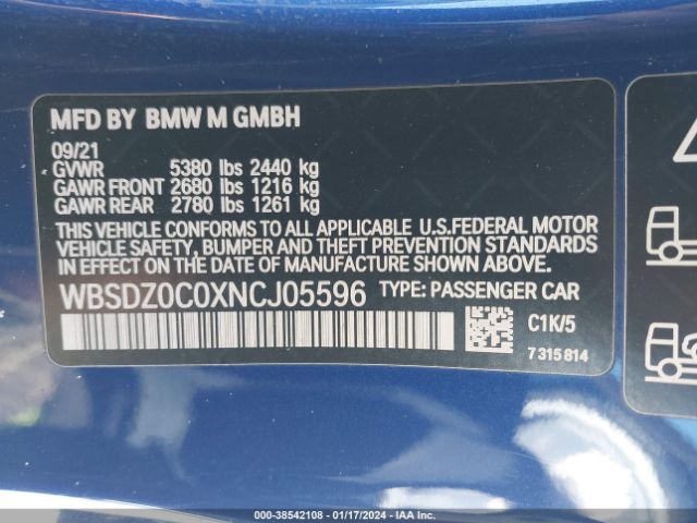 Photo 8 VIN: WBSDZ0C0XNCJ05596 - BMW M8 