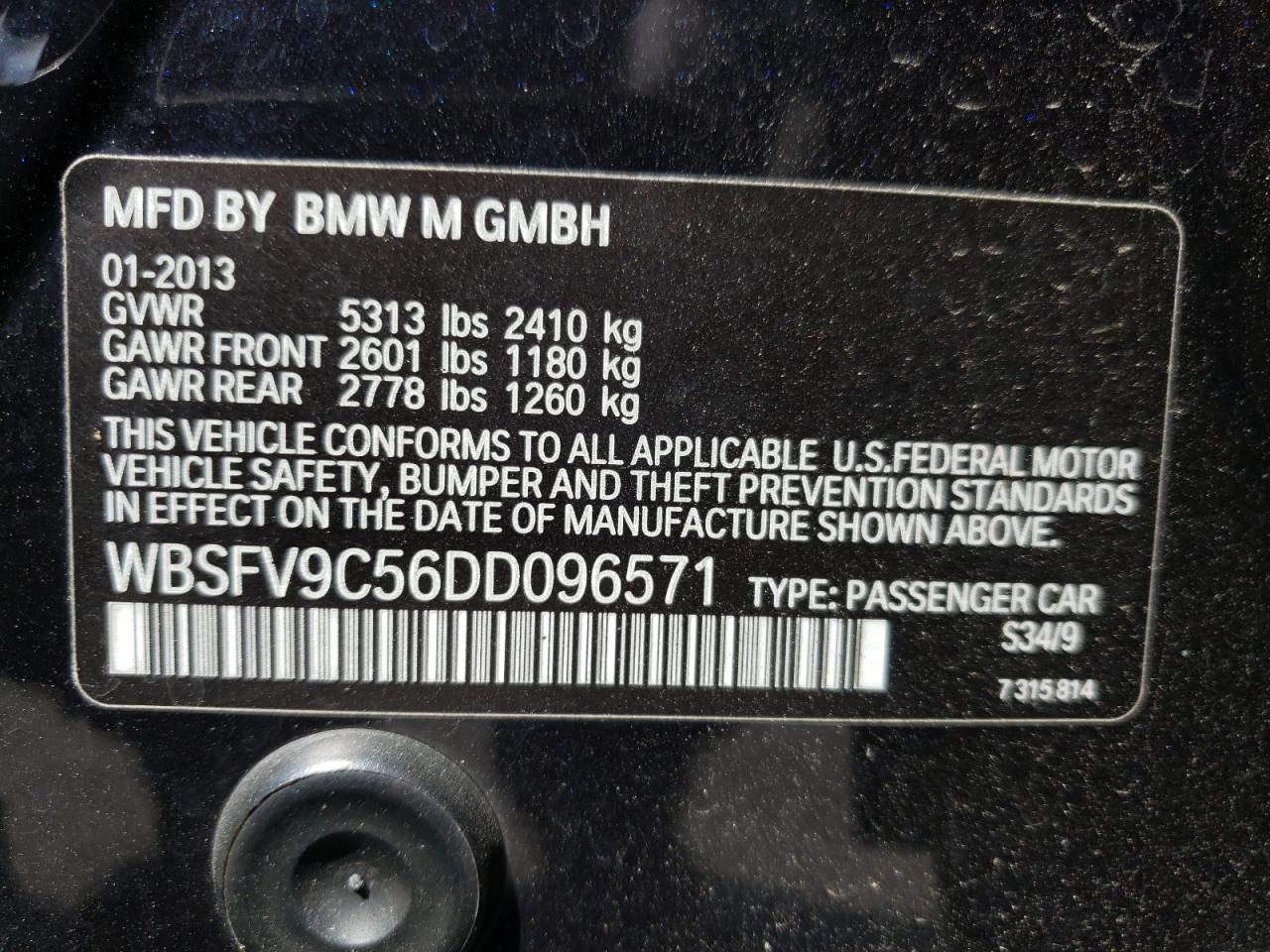 Photo 11 VIN: WBSFV9C56DD096571 - BMW M5 