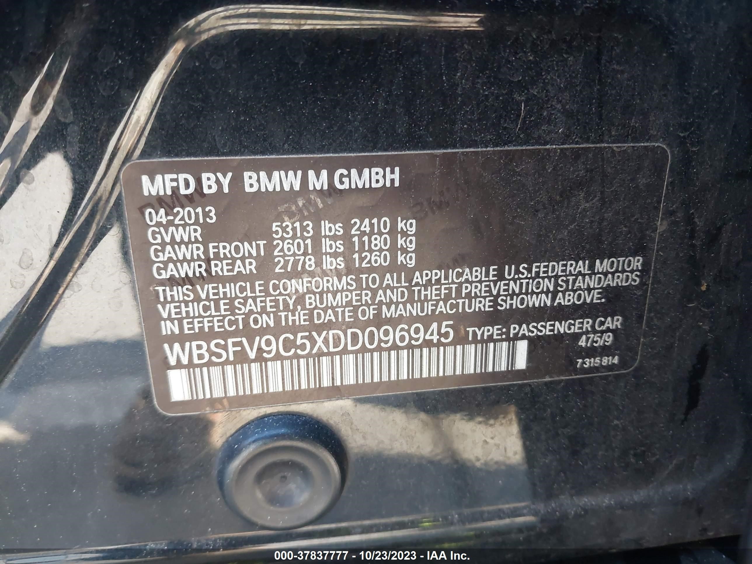 Photo 8 VIN: WBSFV9C5XDD096945 - BMW M5 