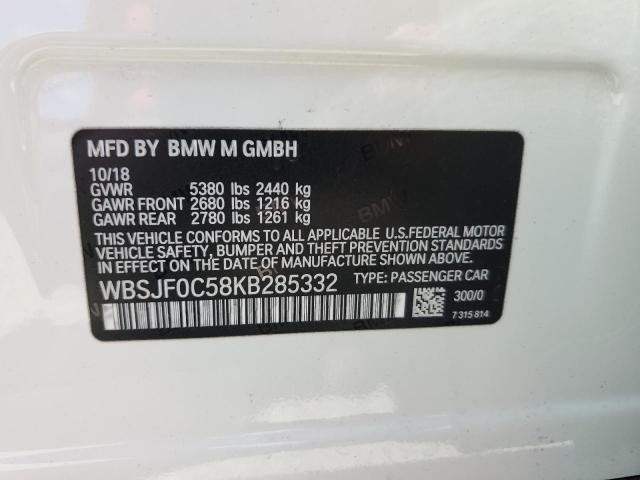 Photo 11 VIN: WBSJF0C58KB285332 - BMW M5 