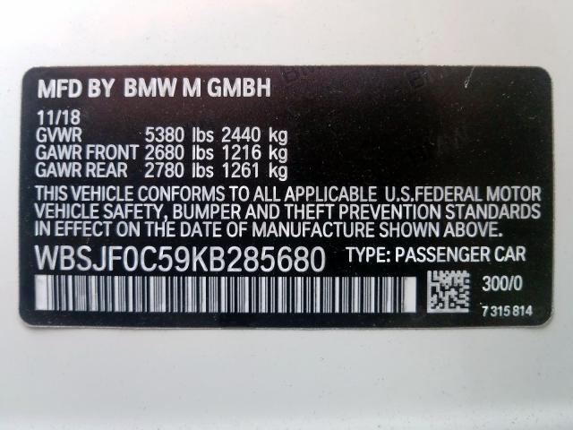 Photo 9 VIN: WBSJF0C59KB285680 - BMW M5 