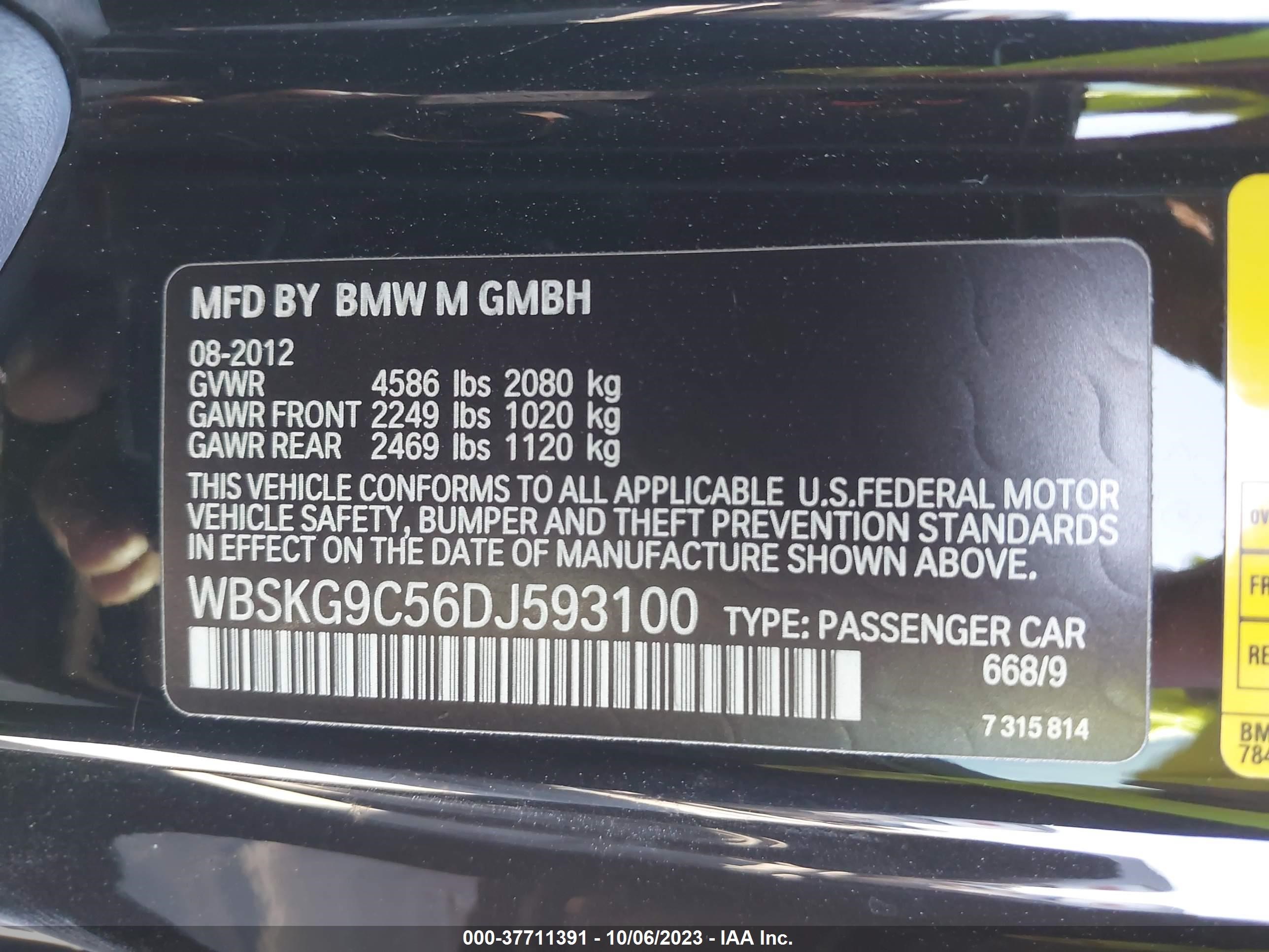 Photo 8 VIN: WBSKG9C56DJ593100 - BMW M3 