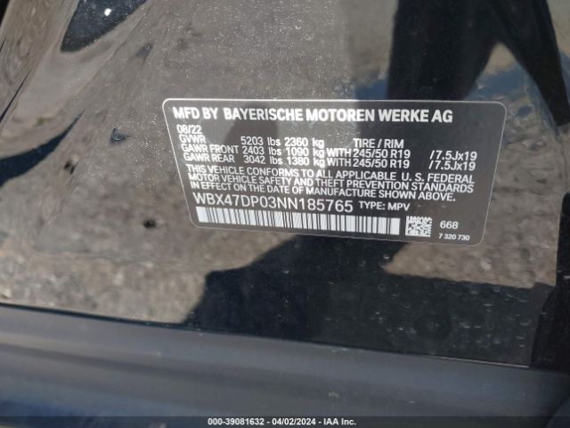 Photo 8 VIN: WBX47DP03NN185765 - BMW X3 