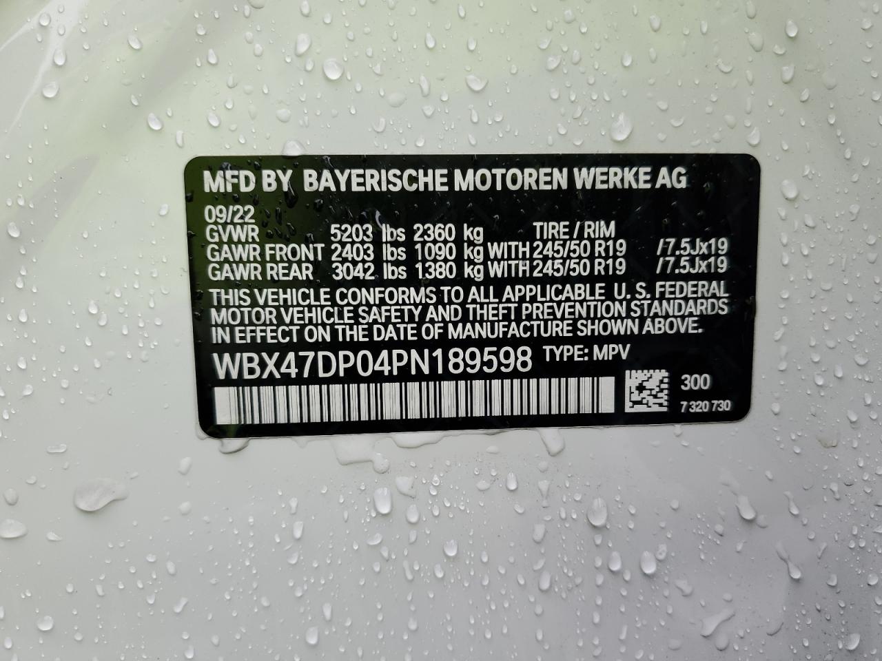 Photo 12 VIN: WBX47DP04PN189598 - BMW X3 