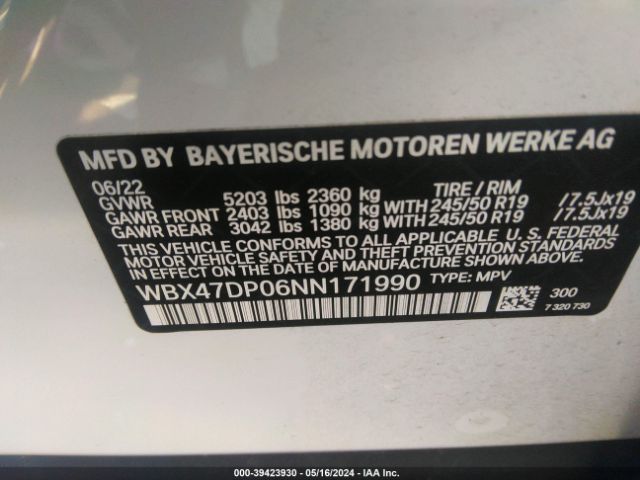 Photo 8 VIN: WBX47DP06NN171990 - BMW X3 