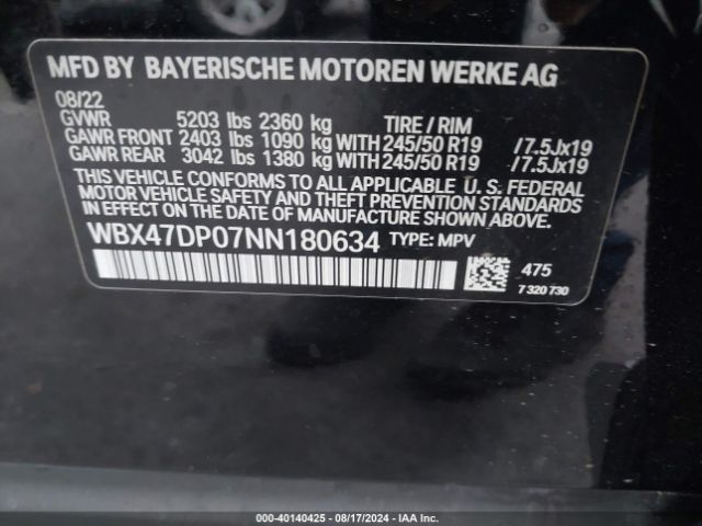 Photo 8 VIN: WBX47DP07NN180634 - BMW X3 