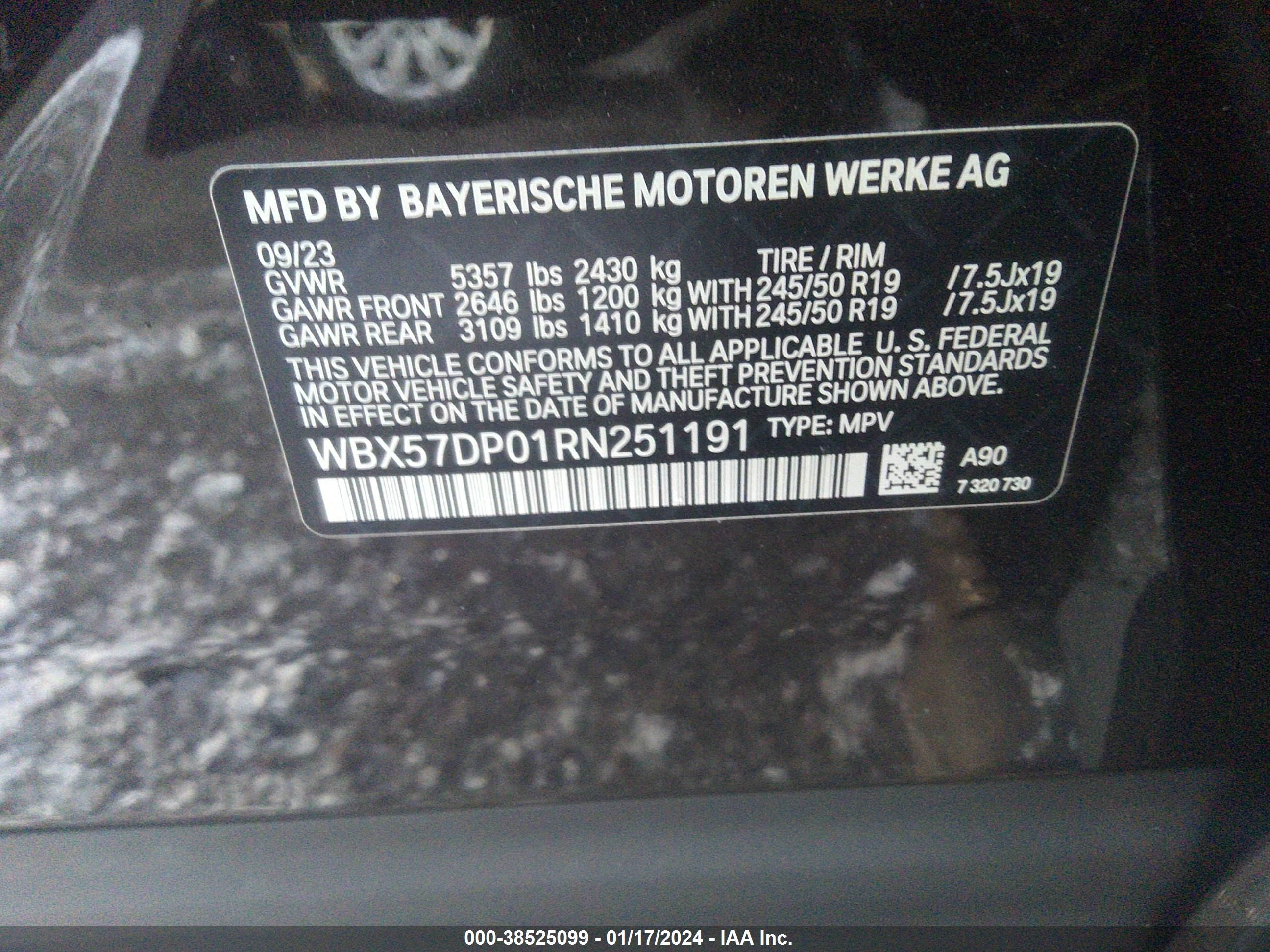 Photo 8 VIN: WBX57DP01RN251191 - BMW X3 