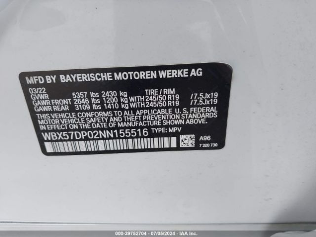 Photo 8 VIN: WBX57DP02NN155516 - BMW X3 