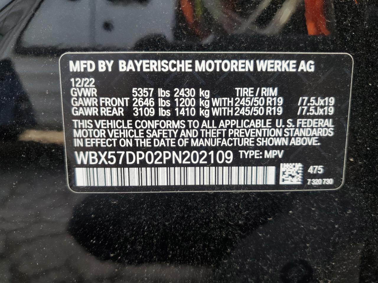 Photo 12 VIN: WBX57DP02PN202109 - BMW X3 