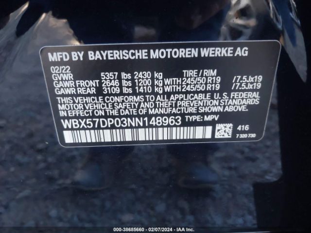 Photo 8 VIN: WBX57DP03NN148963 - BMW X3 