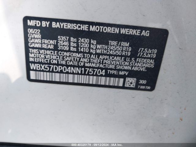 Photo 8 VIN: WBX57DP04NN175704 - BMW X3 