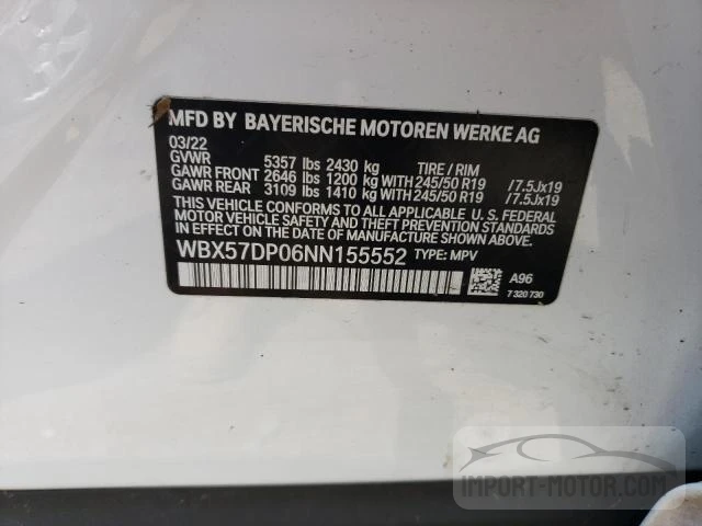 Photo 11 VIN: WBX57DP06NN155552 - BMW X3 