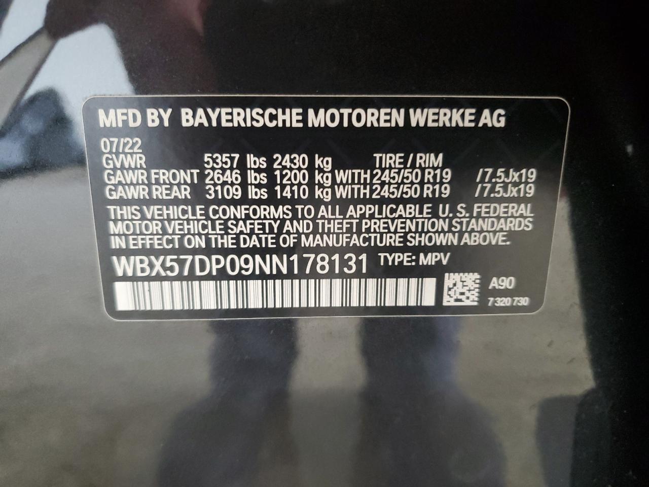 Photo 12 VIN: WBX57DP09NN178131 - BMW X3 