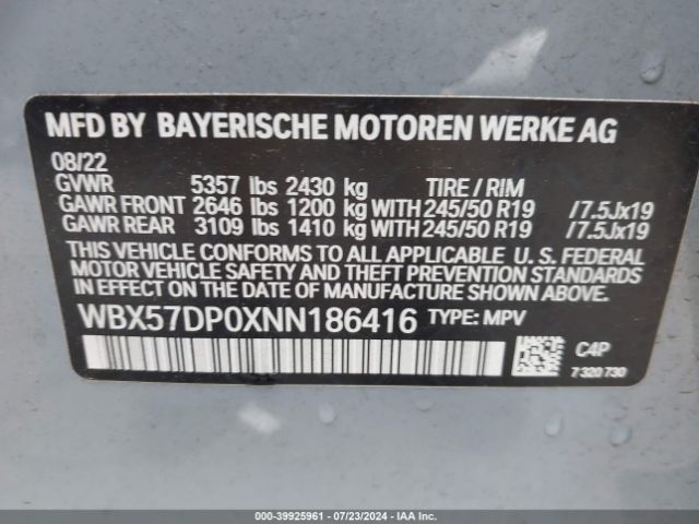 Photo 8 VIN: WBX57DP0XNN186416 - BMW X3 