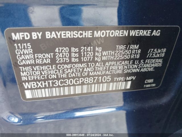 Photo 8 VIN: WBXHT3C30GP887105 - BMW X1 