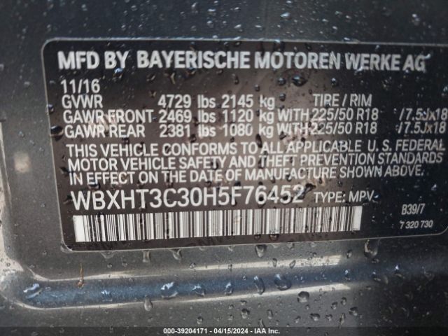 Photo 8 VIN: WBXHT3C30H5F76452 - BMW X1 