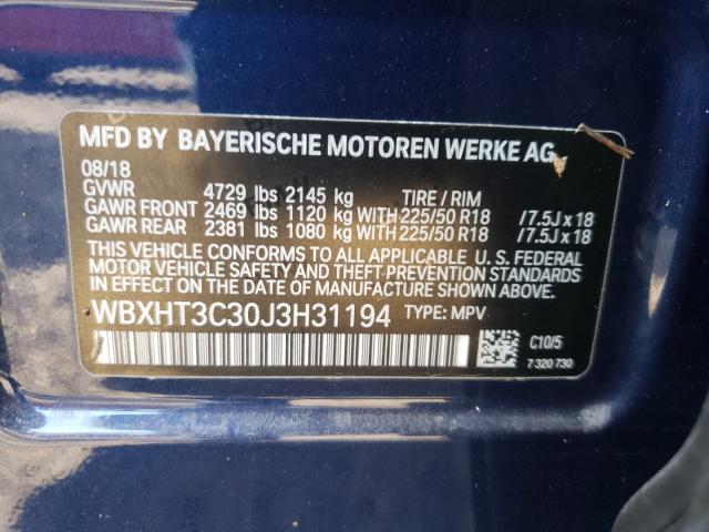 Photo 9 VIN: WBXHT3C30J3H31194 - BMW X1 SDRIVE2 