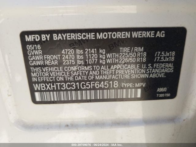 Photo 8 VIN: WBXHT3C31G5F64518 - BMW X1 