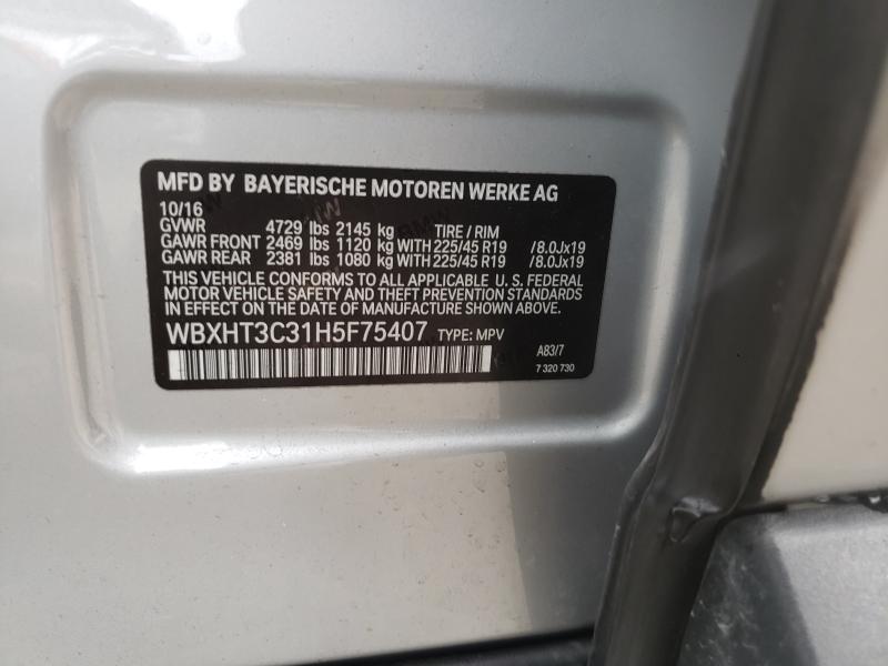 Photo 9 VIN: WBXHT3C31H5F75407 - BMW X1 SDRIVE2 