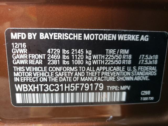 Photo 9 VIN: WBXHT3C31H5F79179 - BMW X1 XDRIVE2 