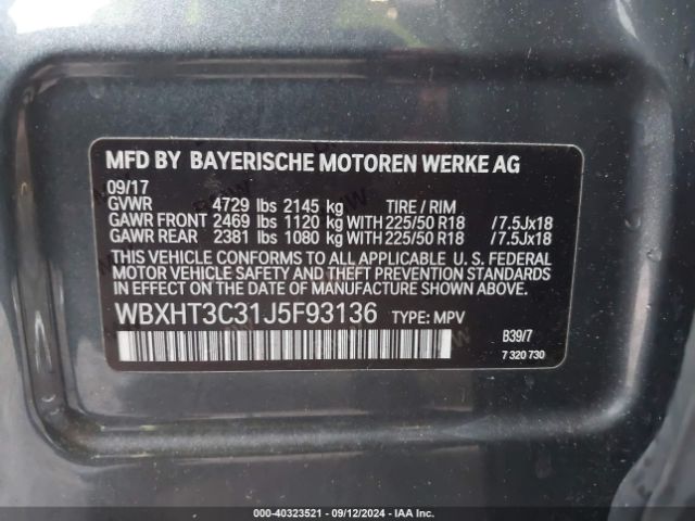 Photo 8 VIN: WBXHT3C31J5F93136 - BMW X1 