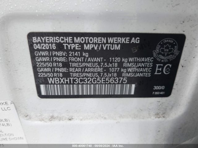 Photo 8 VIN: WBXHT3C32G5E56375 - BMW X1 